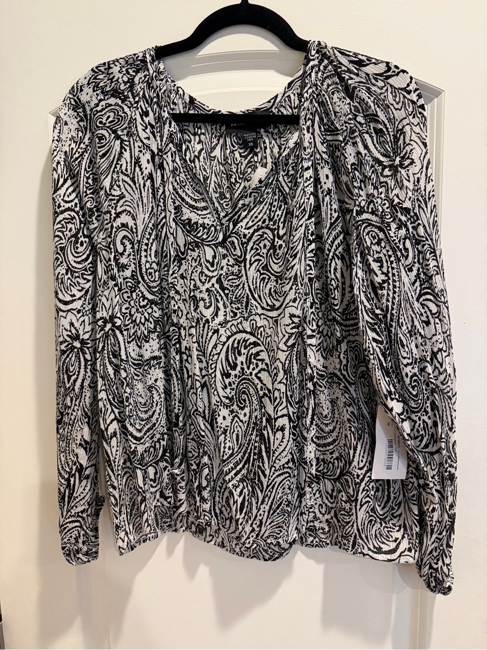 Fifteen Twenty Black and White Paisley Long Sleeve Blouse